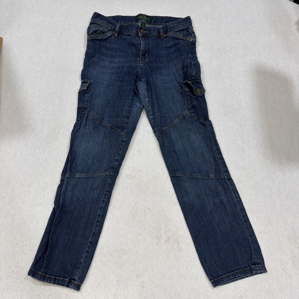 Vintage LAUREN JEANS CO‎ Ralph Lauren Cargo Jean Size 8P Women Blue Y2k Military